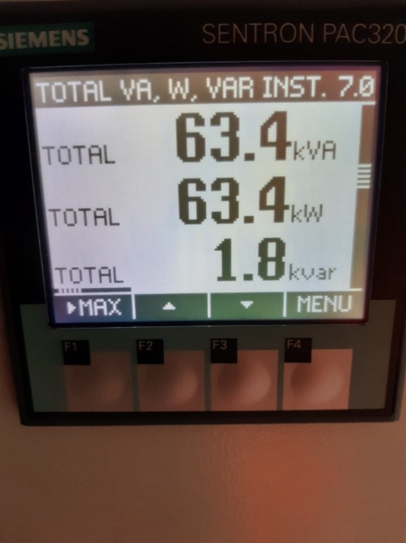 Picture of control unit displaying power output